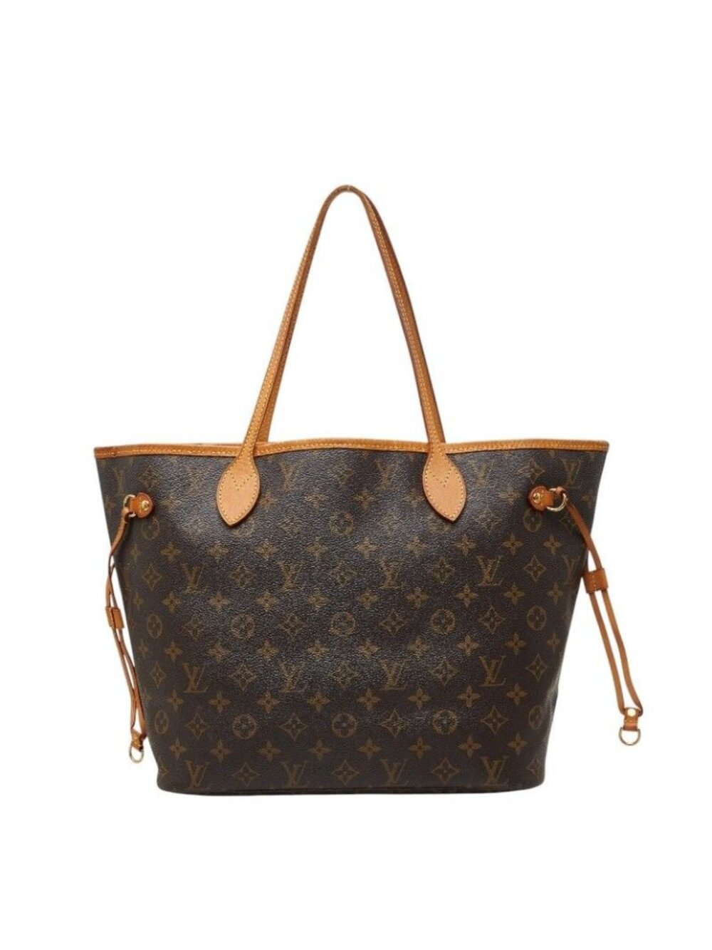 Louis Vuitton Monogram Neverfull MM Shoulder Bag Tote Brown Leather